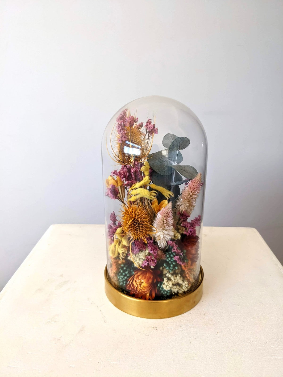 Everlasting Colourful Wild Flower Bell Jar