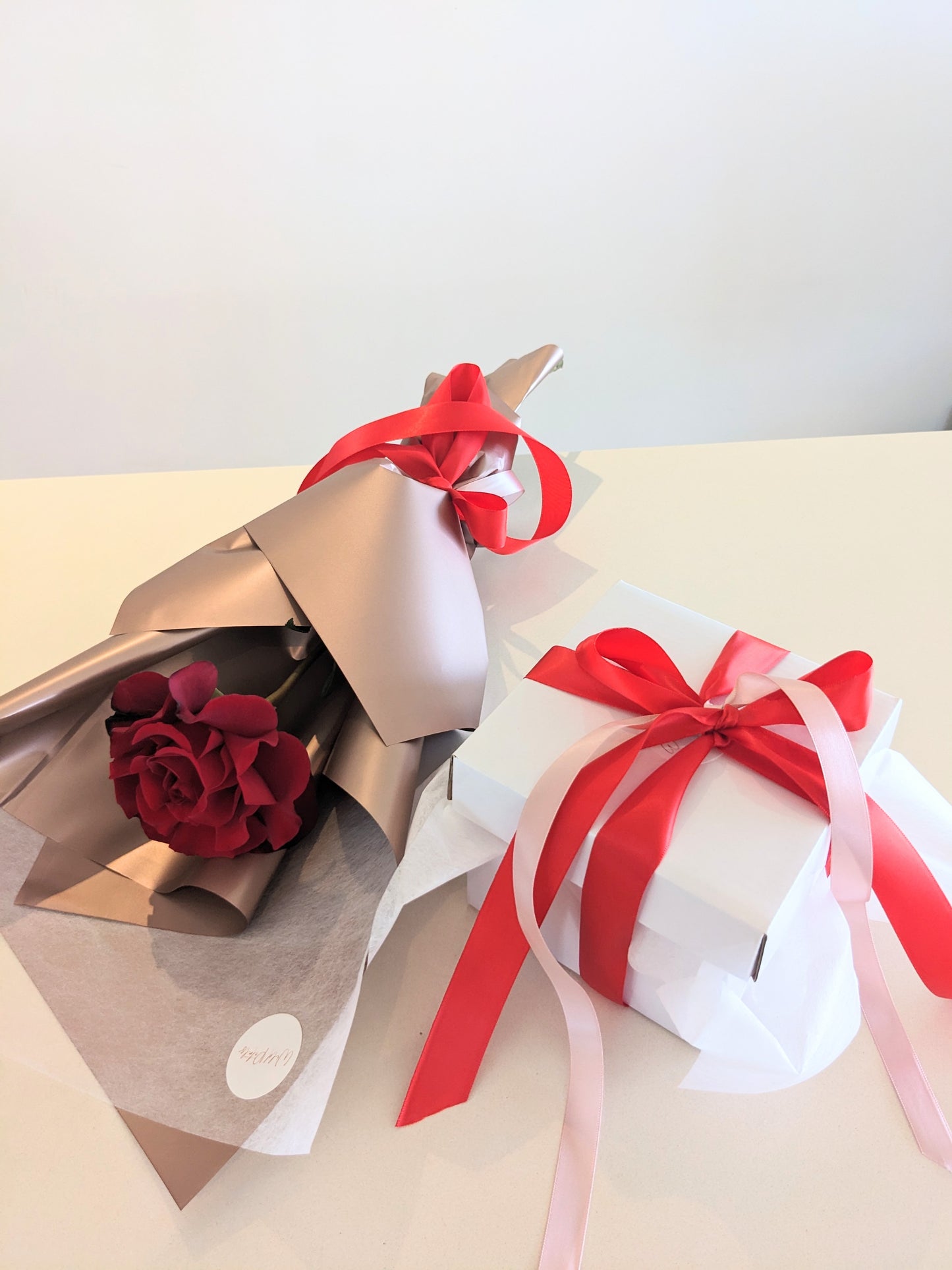 A Single Red Rose & Candle set