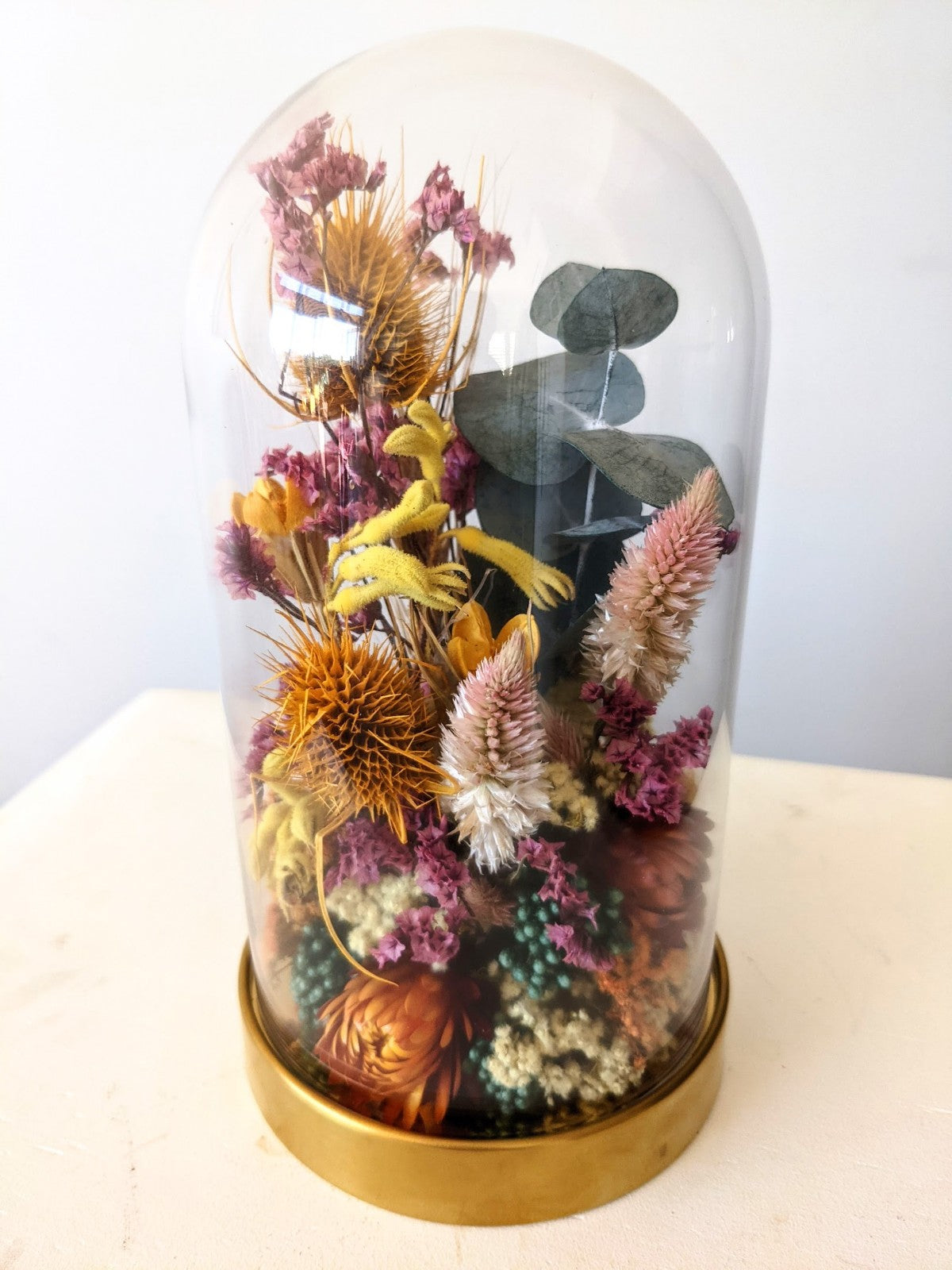 Everlasting Colourful Wild Flower Bell Jar