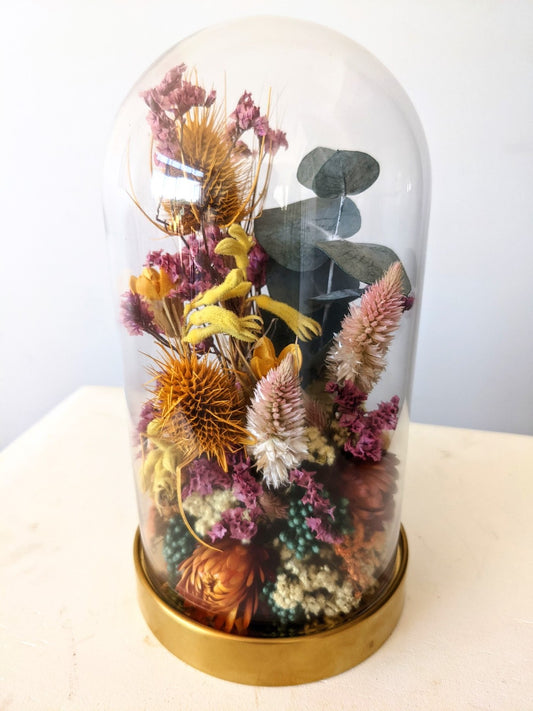 Everlasting Colourful Wild Flower Bell Jar